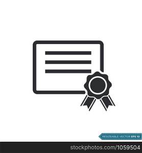 Diploma, Graduate Certificate Icon Vector Template