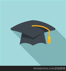 Diploma graduation hat icon flat vector. College school. University student. Diploma graduation hat icon flat vector. College school