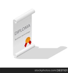 Diploma isometric icon. Diploma isometric icon vector graphic illustration design