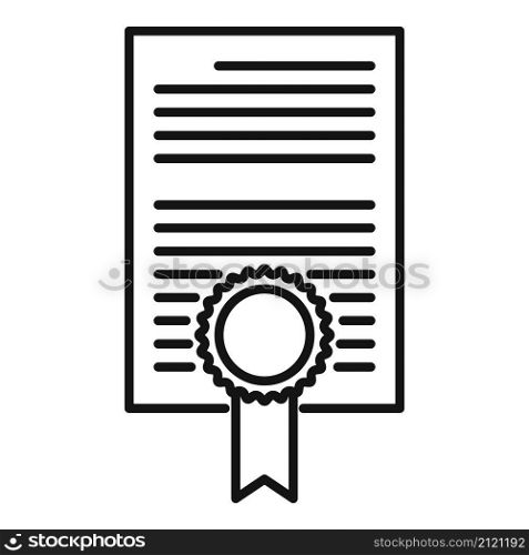 Diploma paper icon outline vector. Certificate design. Document ribbon. Diploma paper icon outline vector. Certificate design