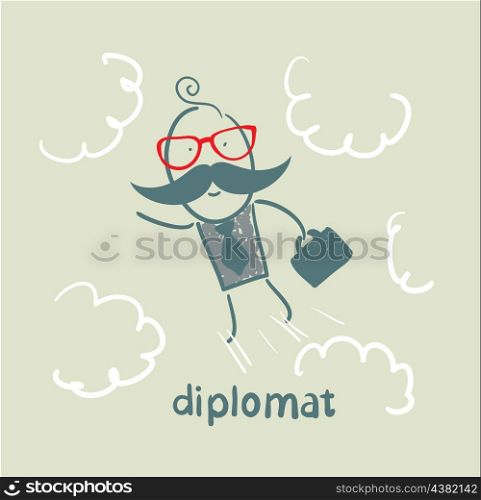 diplomat flies through the sky