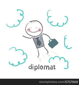 diplomat . Fun cartoon style illustration. The situation of life.