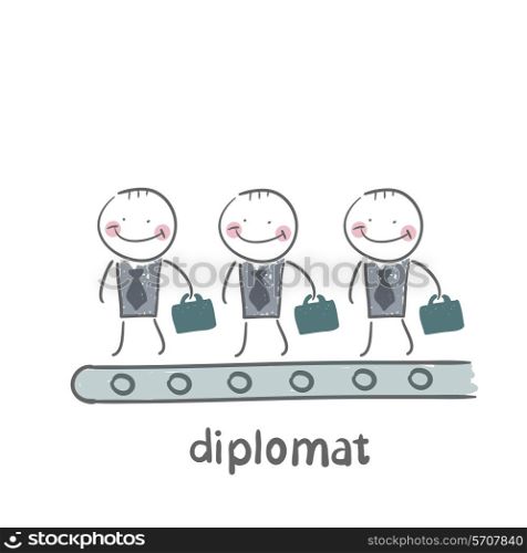 diplomat . Fun cartoon style illustration. The situation of life.