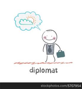 diplomat . Fun cartoon style illustration. The situation of life.