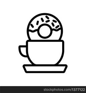 dipping donut in cup of tea icon vector. dipping donut in cup of tea sign. isolated contour symbol illustration. dipping donut in cup of tea icon vector outline illustration