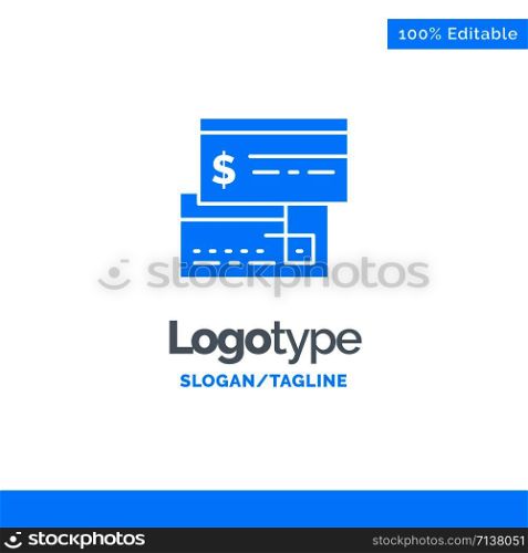 Direct Payment, Card, Credit, Debit, Direct Blue Solid Logo Template. Place for Tagline