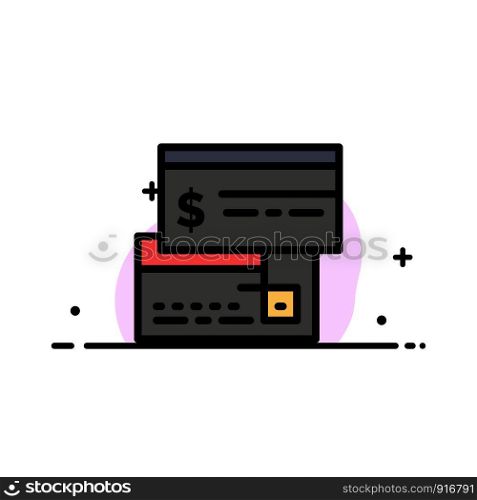 Direct Payment, Card, Credit, Debit, Direct Business Flat Line Filled Icon Vector Banner Template