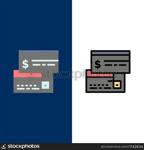 Direct Payment, Card, Credit, Debit, Direct Icons. Flat and Line Filled Icon Set Vector Blue Background