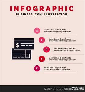 Direct Payment, Card, Credit, Debit, Direct Solid Icon Infographics 5 Steps Presentation Background