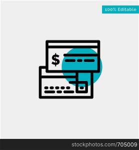 Direct Payment, Card, Credit, Debit, Direct turquoise highlight circle point Vector icon