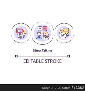 Direct talking concept icon. Work team communication. Manager speak with group. Conflict management abstract idea thin line illustration. Vector isolated outline color drawing. Editable stroke. Direct talking concept icon