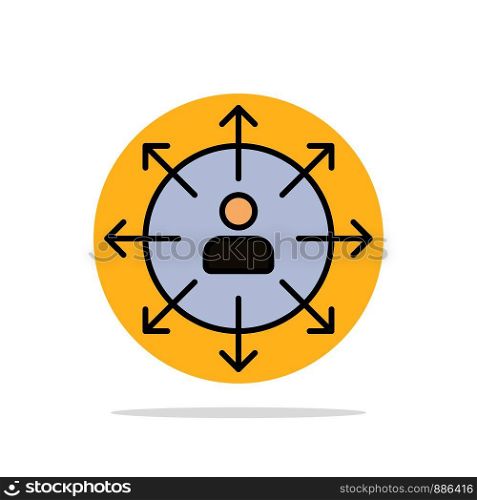 Direction, Arrows, Career, Employee, Human, Person, Ways Abstract Circle Background Flat color Icon