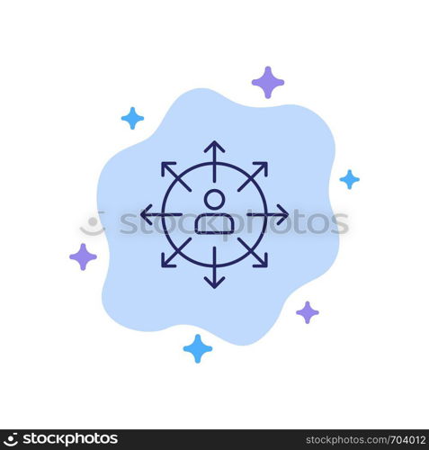 Direction, Arrows, Career, Employee, Human, Person, Ways Blue Icon on Abstract Cloud Background