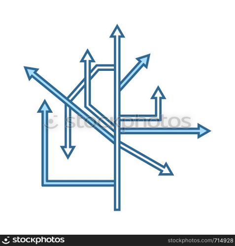 Direction Arrows Icon. Thin Line With Blue Fill Design. Vector Illustration.