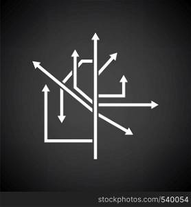 Direction Arrows Icon. White on Black Background. Vector Illustration.