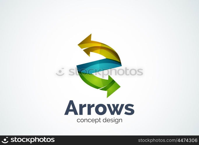 Direction arrows logo template, abstract elegant business icon