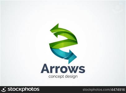 Direction arrows logo template, abstract elegant business icon