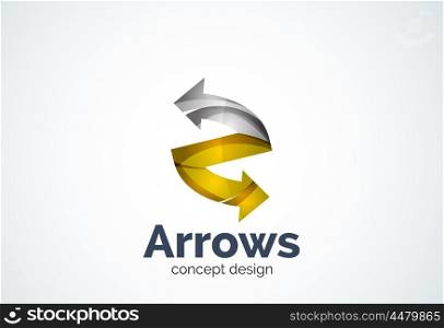 Direction arrows logo template, abstract elegant business icon
