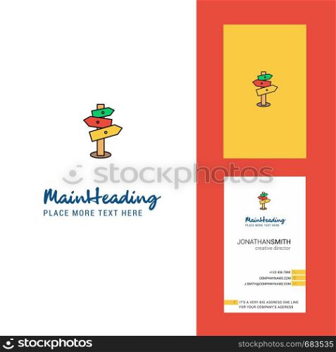 Direction board Creative Logo and business card. vertical Design Vector