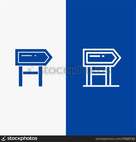 Direction, Board, Location, Motivation Line and Glyph Solid icon Blue banner Line and Glyph Solid icon Blue banner