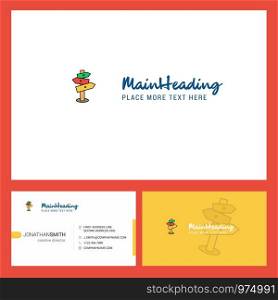 Direction board Logo design with Tagline & Front and Back Busienss Card Template. Vector Creative Design