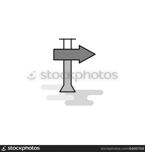 Direction board Web Icon. Flat Line Filled Gray Icon Vector