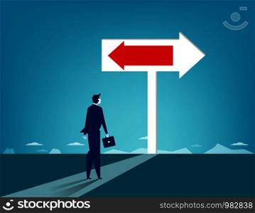 Direction. Businessman standing and confused direction. Concept business vector.