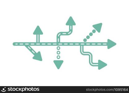 Direction concept. Abstract blue or mint arrows minimal flat design. Template or banner. Vector illustration isolated on white background.. Direction concept. Abstract arrows minimal flat design.