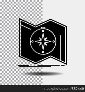Direction, explore, map, navigate, navigation Glyph Icon on Transparent Background. Black Icon. Vector EPS10 Abstract Template background