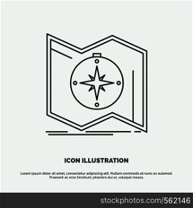 Direction, explore, map, navigate, navigation Icon. Line vector gray symbol for UI and UX, website or mobile application. Vector EPS10 Abstract Template background