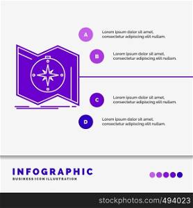 Direction, explore, map, navigate, navigation Infographics Template for Website and Presentation. GLyph Purple icon infographic style vector illustration.. Vector EPS10 Abstract Template background