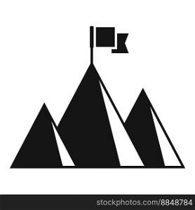 Direction flag on mountain icon simple vector. Top career. Path goal. Direction flag on mountain icon simple vector. Top career
