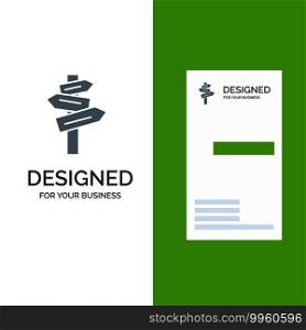 Direction, Hotel, Motel, Room Grey Logo Design and Business Card Template