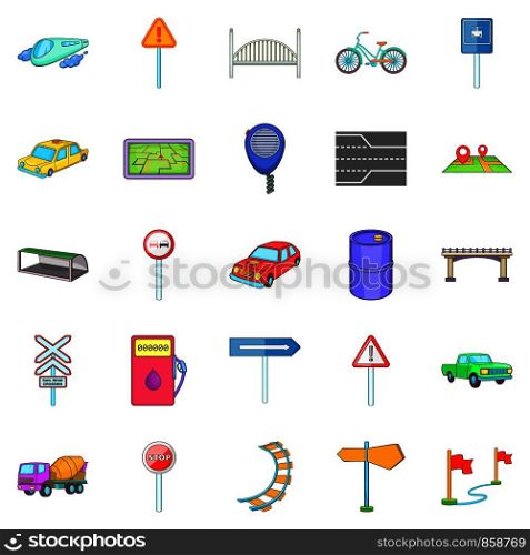 Direction icons set. Cartoon set of 25 direction vector icons for web isolated on white background. Direction icons set, cartoon style