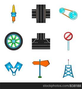Direction icons set. Cartoon set of 9 direction vector icons for web isolated on white background. Direction icons set, cartoon style