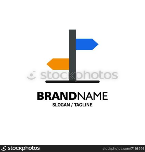 Direction, Logistic, Board, Sign Business Logo Template. Flat Color
