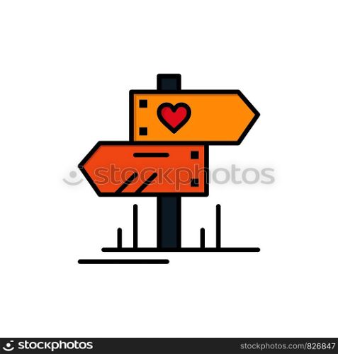 Direction, Love, Heart, Wedding Flat Color Icon. Vector icon banner Template