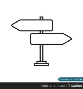Direction Sign, Road Sign Icon Vector Template Illustration Design