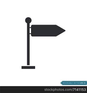 Direction Sign, Road Sign Icon Vector Template Illustration Design