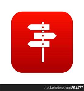 Direction signs icon digital red for any design isolated on white vector illustration. Direction signs icon digital red