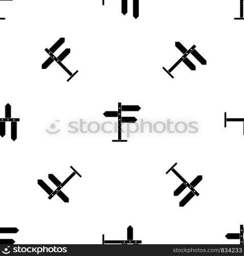 Direction signs pattern repeat seamless in black color for any design. Vector geometric illustration. Direction signs pattern seamless black