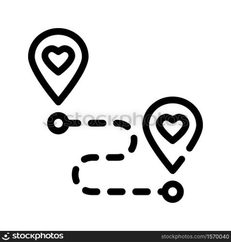 direction to love line icon vector. direction to love sign. isolated contour symbol black illustration. direction to love line icon vector illustration
