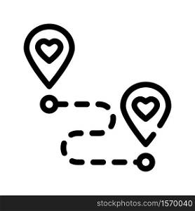 direction to love line icon vector. direction to love sign. isolated contour symbol black illustration. direction to love line icon vector illustration