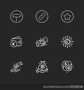 Directions board , chain , clip , star , chip , ic, bitcoin , crypto currency , wallet , money, icon, vector, design, flat, collection, style, creative, icons