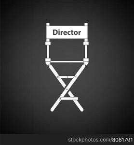 Director chair icon. Black background with white. Vector illustration.