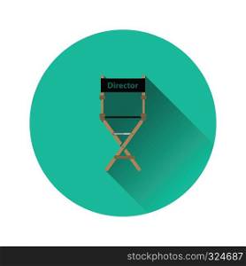 Director chair icon on gray background, round shadow. Vector illustration.