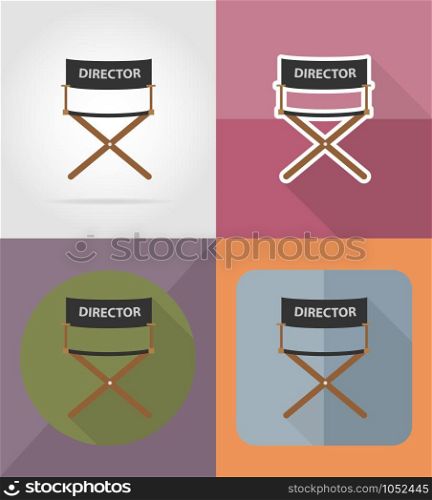 director movie chair flat icons vector illustration isolated on background