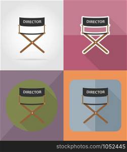 director movie chair flat icons vector illustration isolated on background