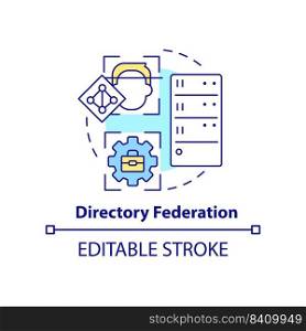 Directory federation concept icon. Directory service abstract idea thin line illustration. Access to applications, systems. Isolated outline drawing. Editable stroke. Arial, Myriad Pro-Bold fonts used. Directory federation concept icon