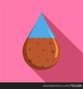 Dirty water drop icon. Flat illustration of dirty water drop vector icon for web design. Dirty water drop icon, flat style